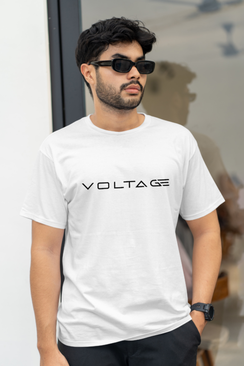 Voltageclothings Men’s Printed Round Neck 100% Cotton White T-shirt