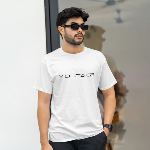 Voltageclothings Men's Printed Round Neck 100% Cotton White T-shirt