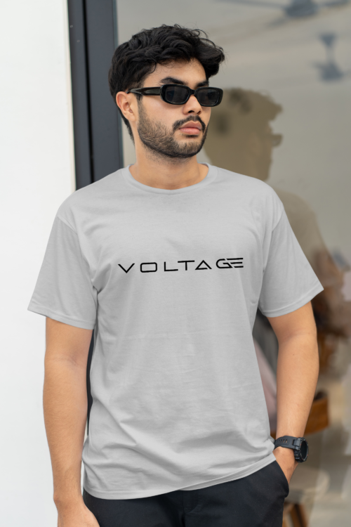 Voltageclothings Men’s Printed Round Neck 100% Cotton Grey T-shirt