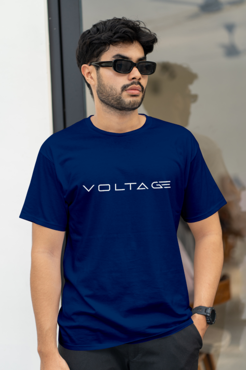 Voltageclothings Men’s Printed Round Neck 100% Cotton DarkBlue T-shirt