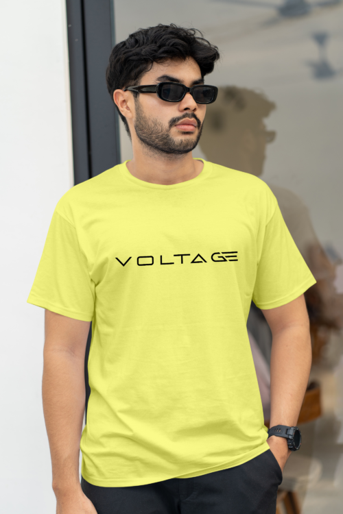 Voltageclothings Men’s Printed Round Neck 100% Cotton Lite Yellow T-shirt