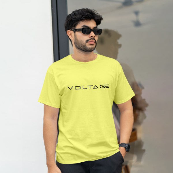 Voltageclothings Men's Printed Round Neck 100% Cotton Lite Yellow T-shirt