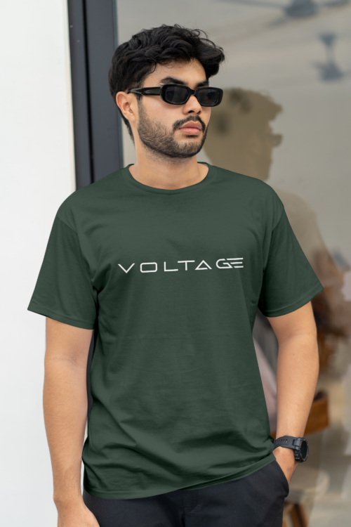 Voltageclothings Men’s Printed Round Neck 100% Cotton Cement Green T-shirt