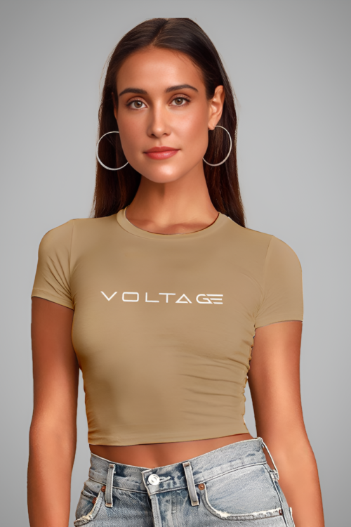 Voltageclothings Women’s Printed Round Neck Sand Crop Top Half Sleeve