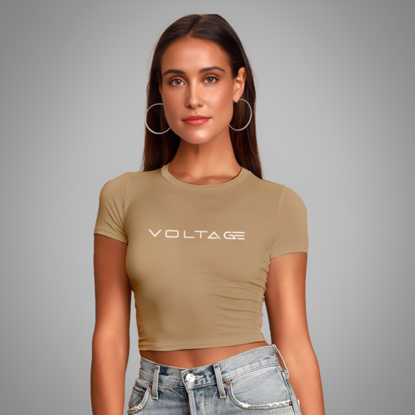 Voltageclothings Women's Printed Round Neck Sand Crop Top Half Sleeve