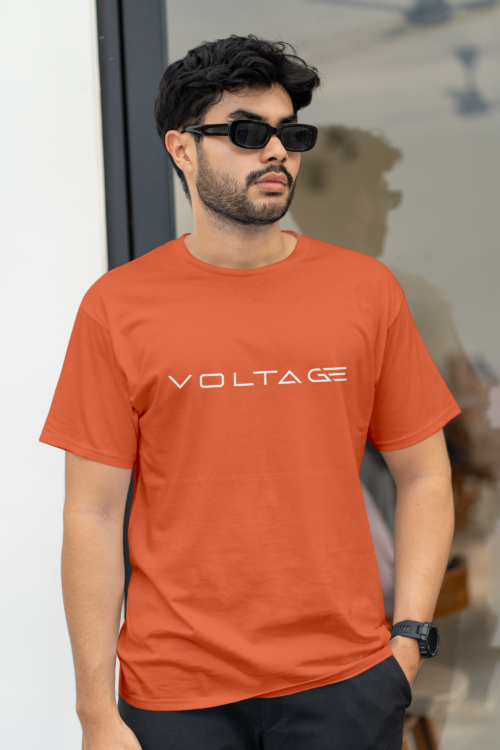 Voltageclothings Men’s Printed Round Neck 100% Cotton Orange T-shirt