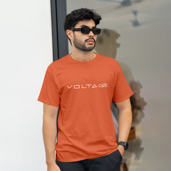 Voltageclothings Men's Printed Round Neck 100% Cotton Orange T-shirt