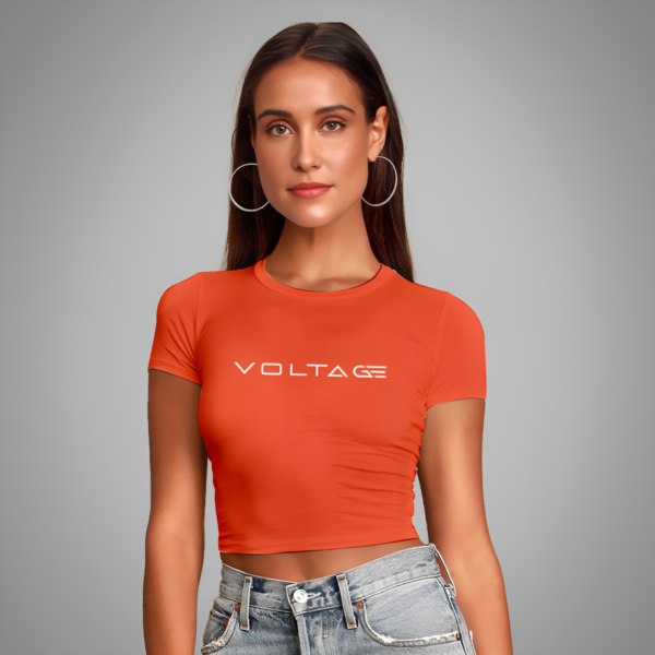 Voltageclothings Women's Printed Round Neck Tomato Crop Top Half Sleeve