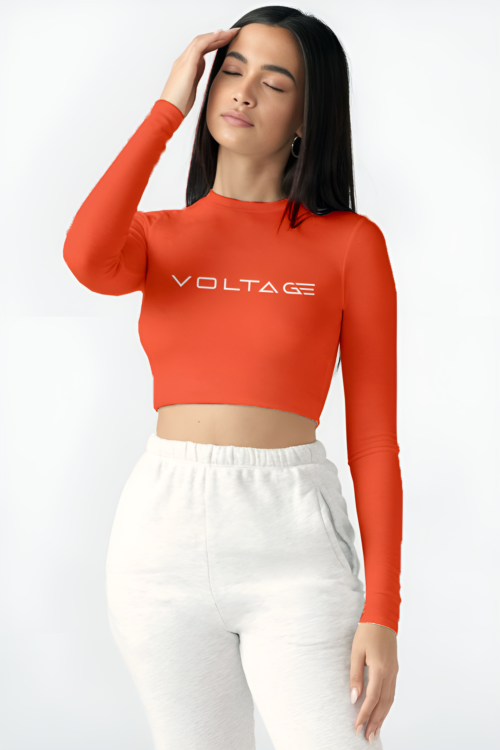 Voltageclothings Women’s Printed Round Neck Tomato Crop Top Full Sleeve