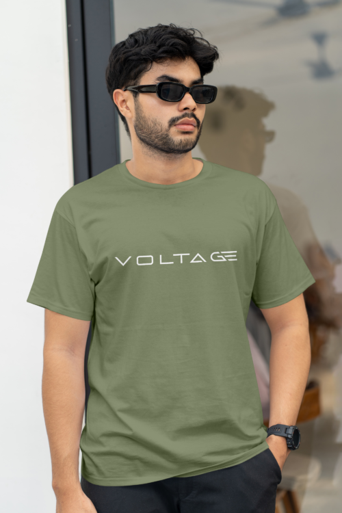 Voltageclothings Men’s Printed Round Neck 100% Cotton Olive T-shirt