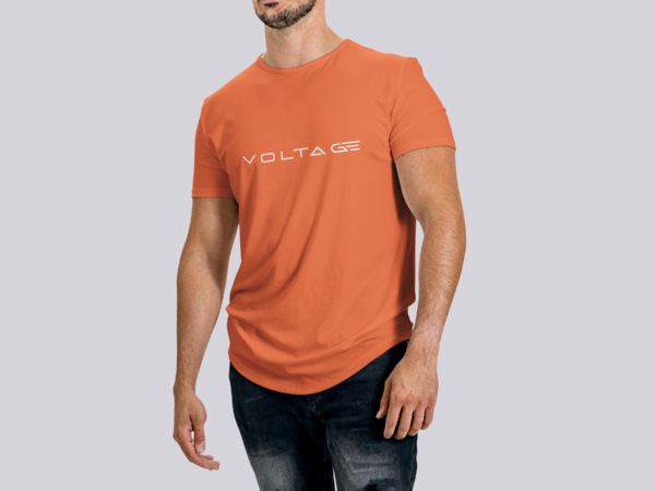 Voltageclothings Men's Printed Round Neck 100% Cotton Orange T-shirt - Image 3