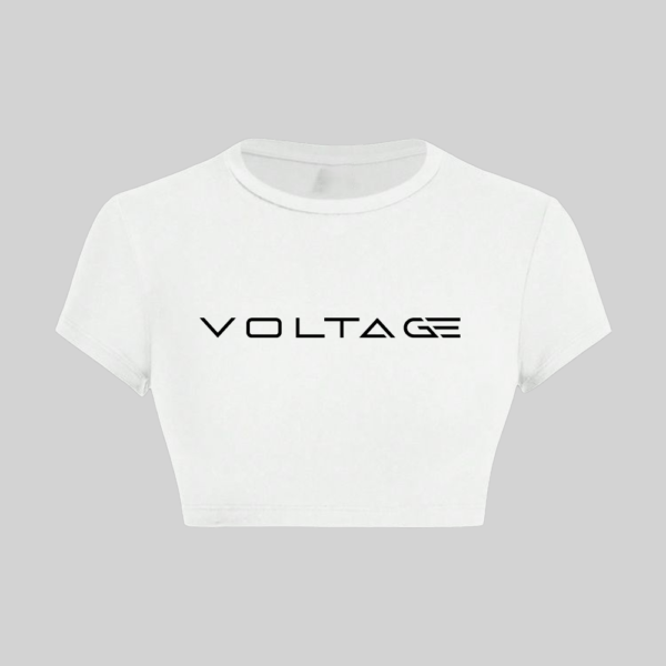 Voltageclothings Women's Printed Round Neck White Crop Top Half Sleeve - Image 5