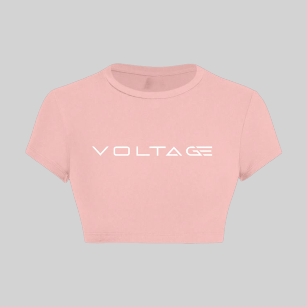 Voltageclothings Women's Printed Round Neck Baby Pink Crop Top Half Sleeve - Image 5