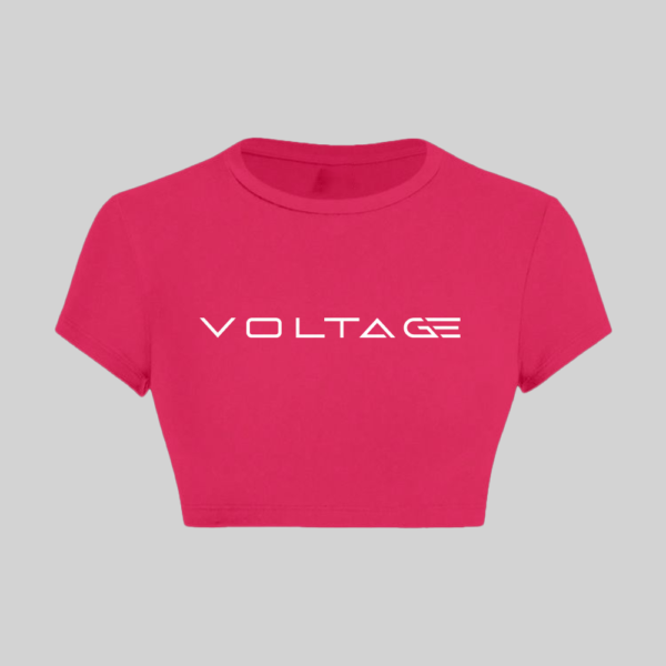 Voltageclothings Women's Printed Round Neck Hot Pink Crop Top Half Sleeve - Image 4