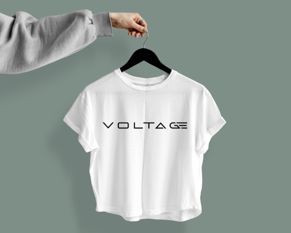 Voltageclothings Women's Printed Round Neck White Crop Top Half Sleeve - Image 3