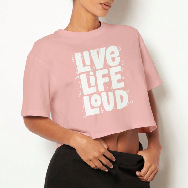 Voltageclothings Women's Printed Round Neck Baby Pink Crop Top Baggy - Image 7