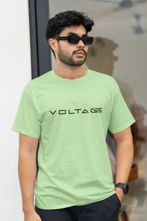 Voltageclothings Men’s Printed Round Neck 100% Cotton Lite Green T-shirt